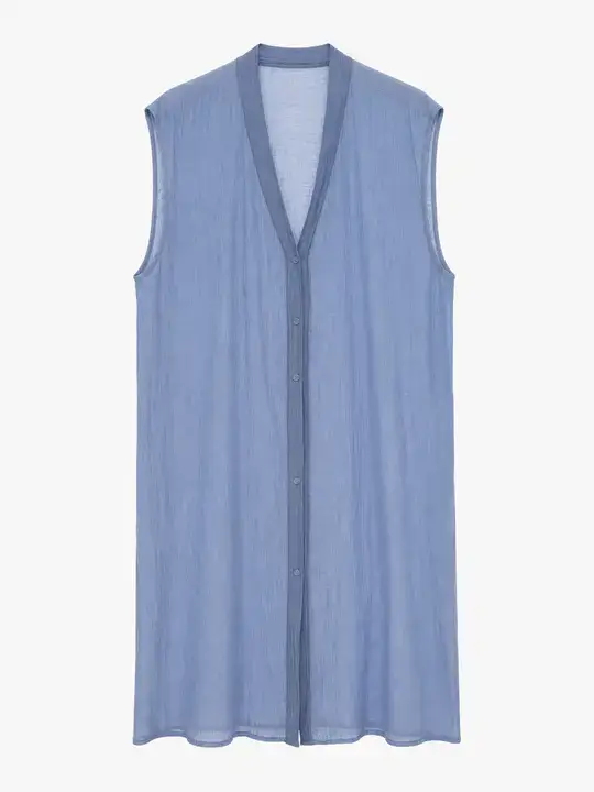 Cardigan lungo senza maniche blu