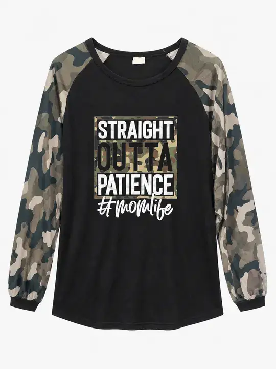 T-shirt a maniche lunghe con maniche mimetiche