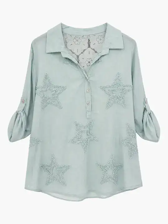 Camicia in cotone con stelle in pizzo