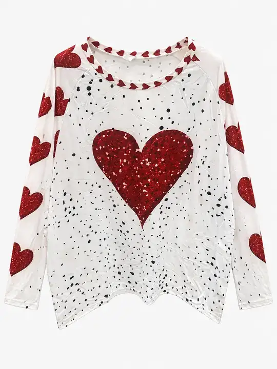 Maglia a maniche lunghe con stampa a cuore