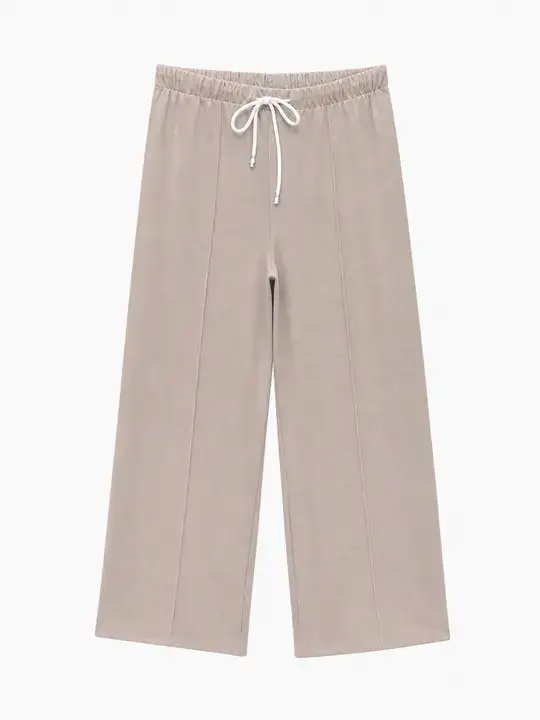 Pantaloni casual a gamba larga in misto cotone
