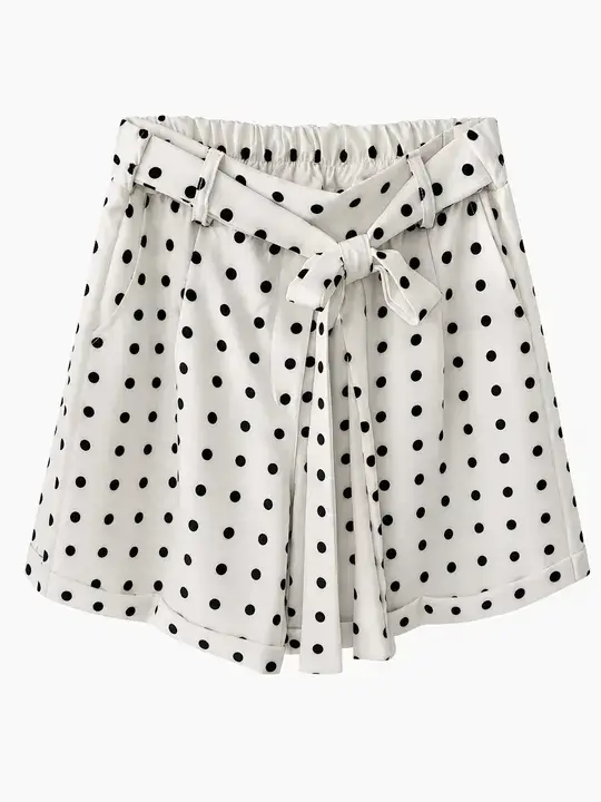 Shorts a pois con cintura annodata