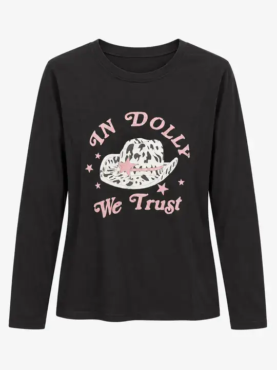 T-shirt a maniche lunghe e girocollo con stampa